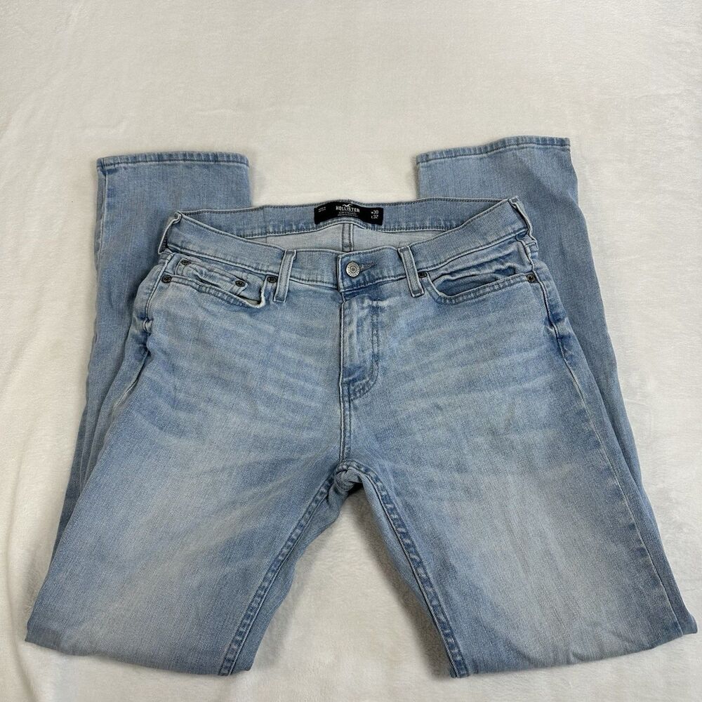 Hollister Epic Flex Slim Straight Jeans Men’s 30x32 Light Wash Stretch Denim